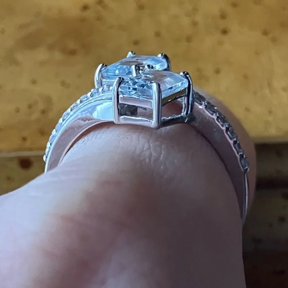 Natural Aquamarine Sterling Silver Ring Size 9